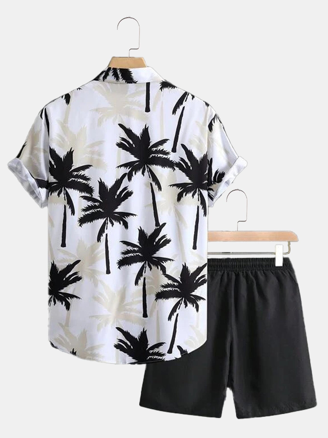 Men's Fashion 3D Print Short Sleeve Shirt & Beach Pants Set