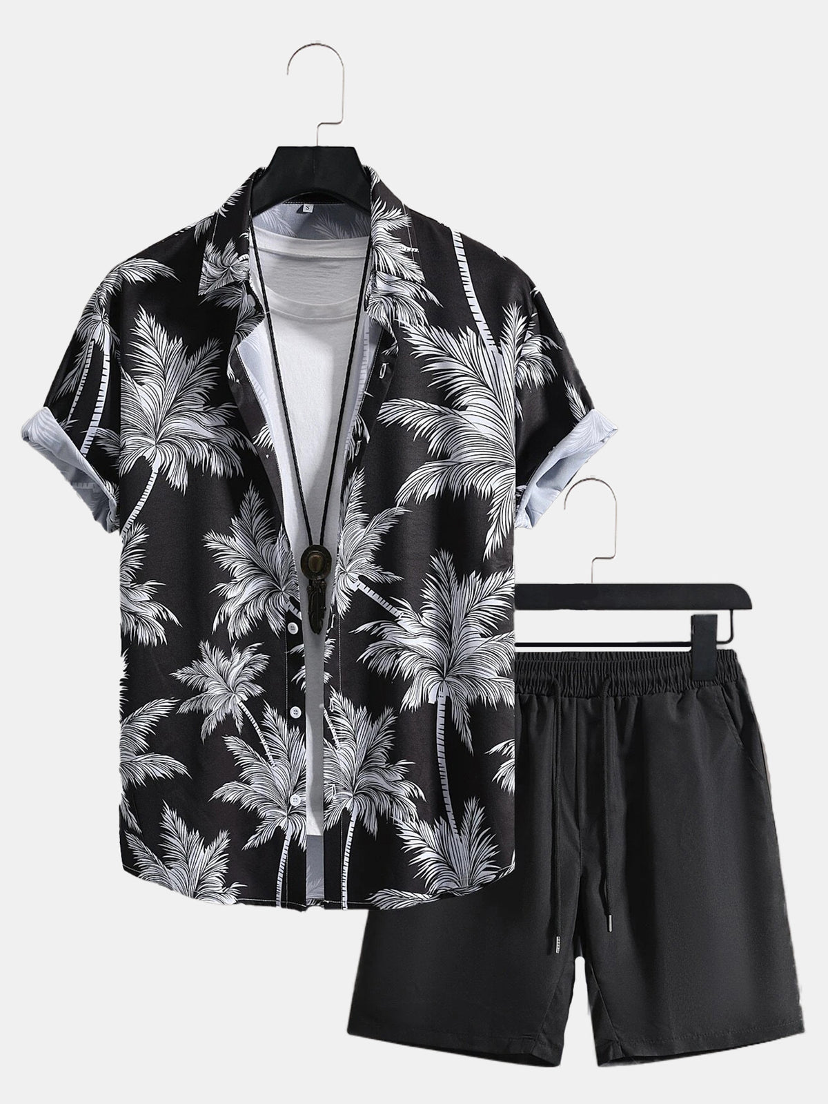 Men's Fashion 3D Print Short Sleeve Shirt & Beach Pants Set