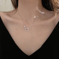 Korean Style Heart Necklace with Sparkling Diamonds