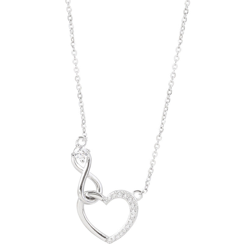 Korean Style Heart Necklace with Sparkling Diamonds