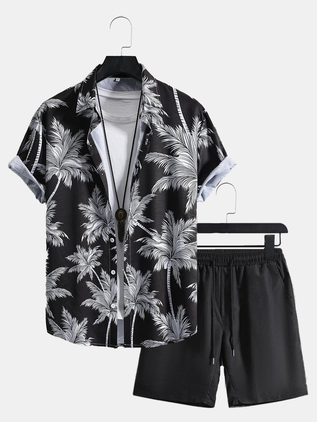 Men's Fashion 3D Print Short Sleeve Shirt & Beach Pants Set